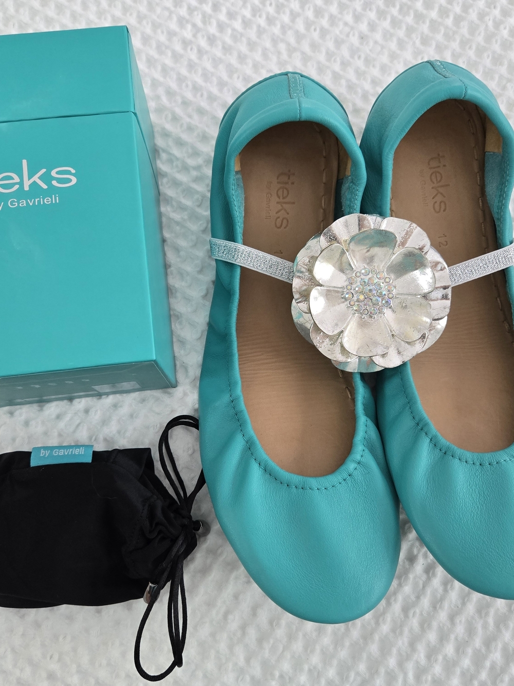 Tiek Blue Classic Leather Ballet Flats Size 12 - Picture 2 of 7